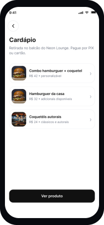 Tela oficial de local e cardápio no app Sextoou